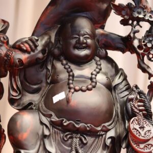 Tượng Phật Di Lặc Tam Tiểu Vác Cành Đào Đúng Bao Tiền Gỗ Trắc