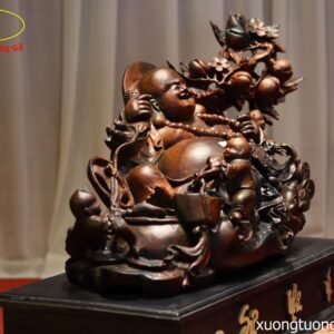 Tượng Phật Di Lặc Tam Tiểu Vác Đào Gỗ Trắc