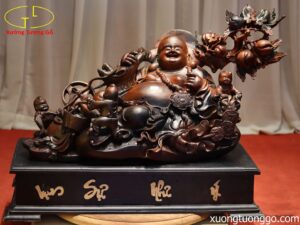 Tượng Phật Di Lặc Tam Tiểu Vác Đào Gỗ Trắc