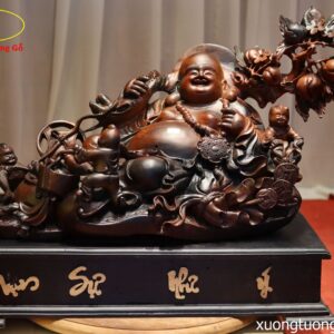 Tượng Phật Di Lặc Tam Tiểu Vác Đào Gỗ Trắc