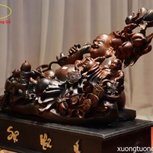 Tượng Phật Di Lặc Tam Tiểu Vác Đào Gỗ Trắc