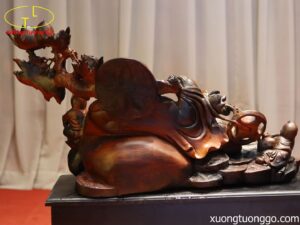 Tượng Phật Di Lặc Tam Tiểu Vác Đào Gỗ Trắc
