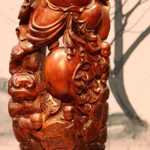 Di Lặc Ngũ Tiểu Đứng Bao Tiền Gỗ Trắc