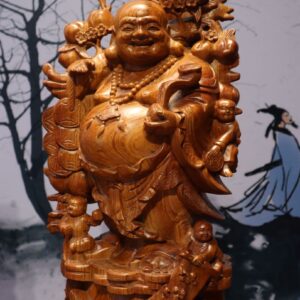Tượng Phật Di Lặc Ngũ Tiểu Vác Cành Đào Cao 60