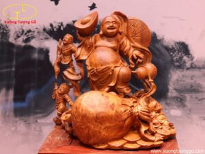 Tượng Phật Di Lặc Tam Tiểu Gỗ Nu