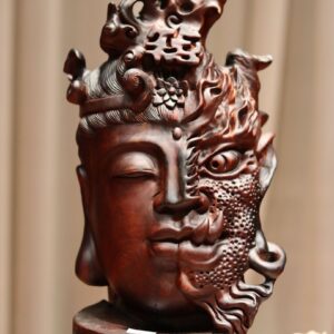Diện Phật Thiện Ác Gỗ Trắc Đỏ Đen