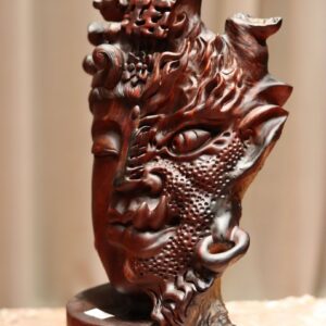 Diện Phật Thiện Ác Gỗ Trắc Đỏ Đen