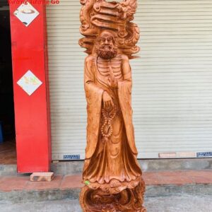 Đạt Ma Đứng Song Long Gỗ Hương Đá
