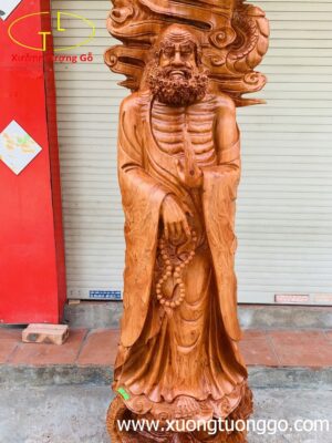 Đạt Ma Đứng Song Long Gỗ Hương Đá