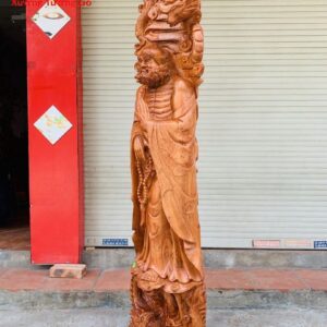Đạt Ma Đứng Song Long Gỗ Hương Đá