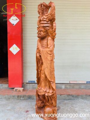 Đạt Ma Đứng Song Long Gỗ Hương Đá