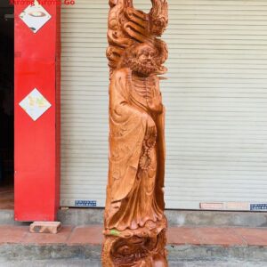 Đạt Ma Đứng Song Long Gỗ Hương Đá