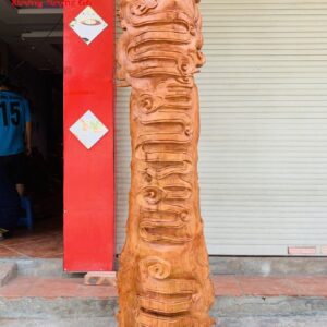 Đạt Ma Đứng Song Long Gỗ Hương Đá