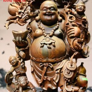 Di Lặc Ngũ Phúc Đứng Bao Tiền Gỗ Trắc