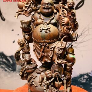 Di Lặc Ngũ Phúc Đứng Bao Tiền Gỗ Trắc