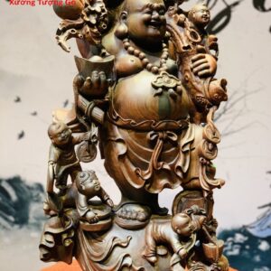 Di Lặc Ngũ Phúc Đứng Bao Tiền Gỗ Trắc