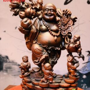 Di Lặc Ngũ Phúc Vác Cành Đào Trắc