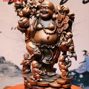 Di Lặc Ngũ Phúc Vác Cành Đào Trắc