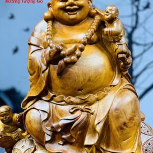 Di Lặc Tam Tiểu Ngồi Bao Tiền Gỗ Hương