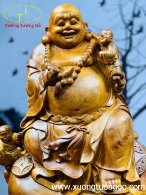Di Lặc Tam Tiểu Ngồi Bao Tiền Gỗ Hương