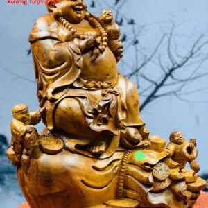 Di Lặc Tam Tiểu Ngồi Bao Tiền Gỗ Hương