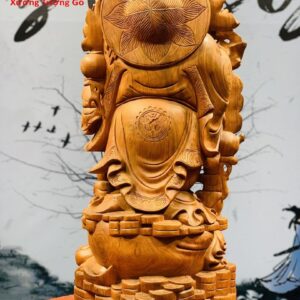 Di Lặc Ngũ Phúc Vác Cành Đào Gỗ Hương