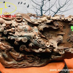 Di Lặc Ngũ Phúc Vác Gậy Như Ý Gỗ Trắc