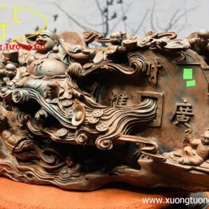 Di Lặc Ngũ Phúc Vác Gậy Như Ý Gỗ Trắc