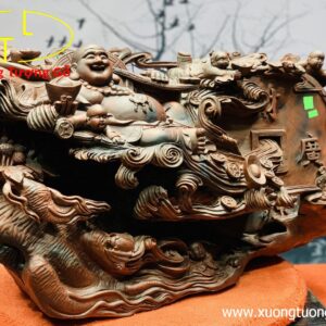 Di Lặc Ngũ Phúc Vác Gậy Như Ý Gỗ Trắc