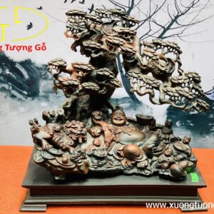 Di  Lặc  Ngũ Phúc Ngồi Gốc Tùng Gỗ Trắc