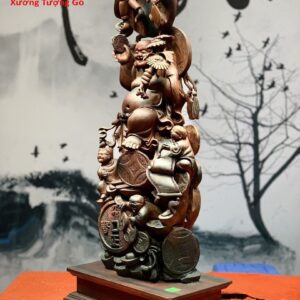 Di Lặc Tam Tiểu Đứng Núi Tiền Gỗ Trắc