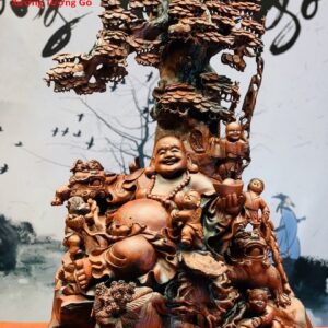 Di Lặc ngũ tiểu ngồi cây tùng hai nghê trắc đỏ đen.