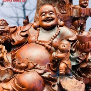 Di Lặc ngũ tiểu ngồi cây tùng hai nghê trắc đỏ đen.