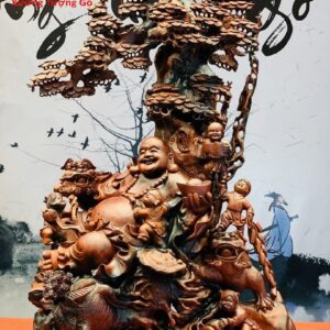 Di Lặc ngũ tiểu ngồi cây tùng hai nghê trắc đỏ đen.