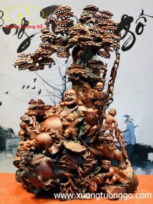 Di Lặc ngũ tiểu ngồi cây tùng hai nghê trắc đỏ đen.