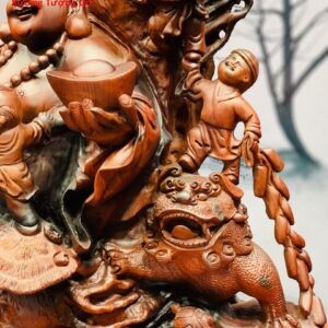 Di Lặc ngũ tiểu ngồi cây tùng hai nghê trắc đỏ đen.