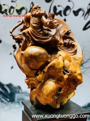 Tượng Đạt Ma Múa Võ Gỗ Nu Hương