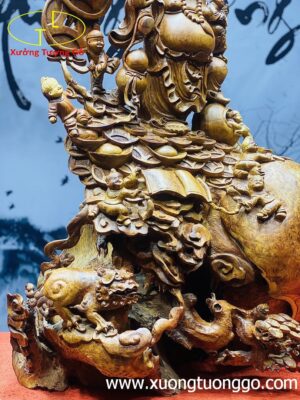 Tượng Phật Di Lặc Cửu Tiểu Vác Cành Đào Gỗ Nu Hương