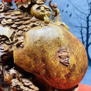 Tượng Phật Di Lặc Cửu Tiểu Vác Cành Đào Gỗ Nu Hương