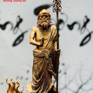 Tượng Đạt Ma ngự rồng gỗ nu hương.