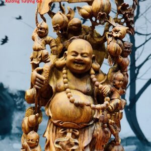 Di Lặc ngũ phúc gỗ sưa.