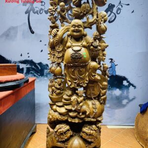 Di Lặc ngũ phúc gỗ cẩm vàng.