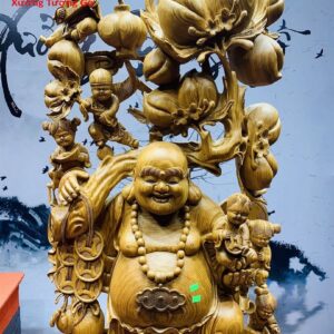 Di Lặc ngũ phúc gỗ cẩm vàng.