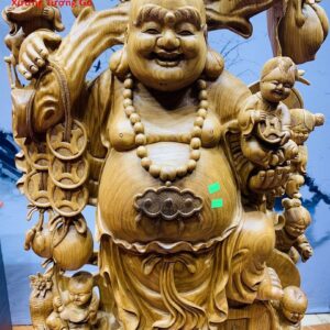 Di Lặc ngũ phúc gỗ cẩm vàng.
