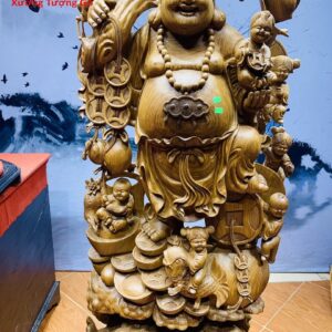 Di Lặc ngũ phúc gỗ cẩm vàng.