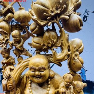 Di Lặc ngũ phúc gỗ cẩm vàng.
