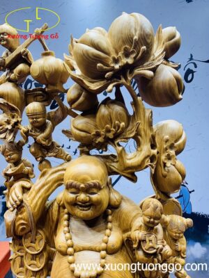 Di Lặc ngũ phúc gỗ cẩm vàng.
