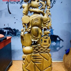 Di Lặc ngũ phúc gỗ cẩm vàng.