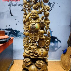 Di Lặc ngũ phúc gỗ cẩm vàng.