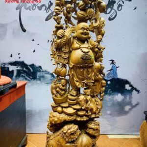 Di Lặc ngũ phúc gỗ cẩm vàng.
